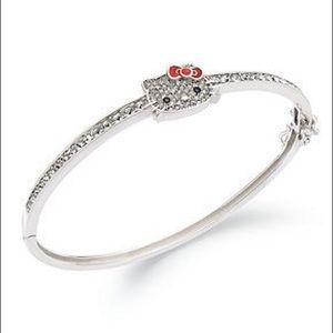 Hello Kitty Sterling Silver Bracelet Pave Crystals